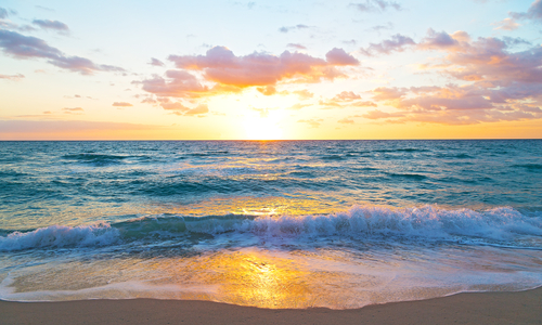 Horizon over beach at sunset